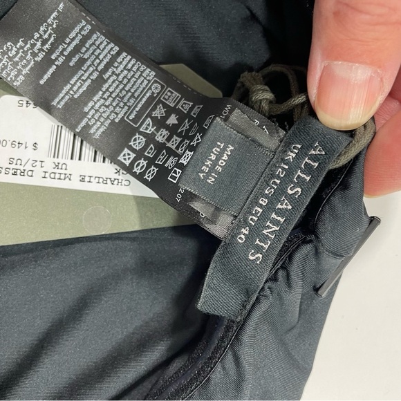 New AllSaints Charlie Midi Column Dress Black US 8 - Picture 7 of 9